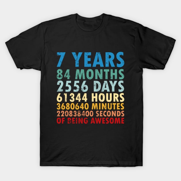 7th Birthday Countdown 7 years of being Awesome / Seven Birthday / 7 Years Old / Girls and Boys / Vintage Retro Style gifts ideas T-Shirt by johnii1422